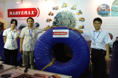 MARVEAMX brand OTR tire and TBR tires shown on China International Tire Expo 2013 in Shanghai