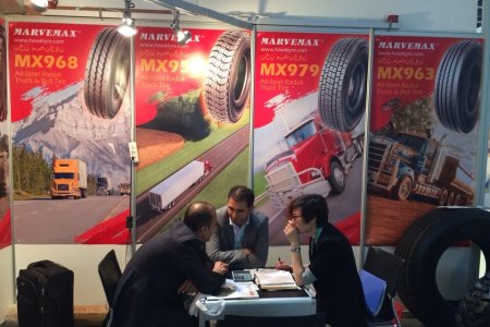 MARVEMAX brand TBR tires shown on 2014 Automechanika Dubai tyre expo